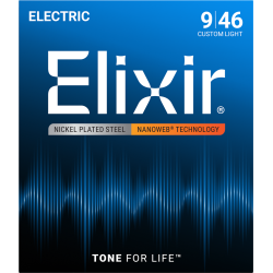 Elixir Nanoweb Electric Nickel Plated Steel 12027 Custom Light 09-46